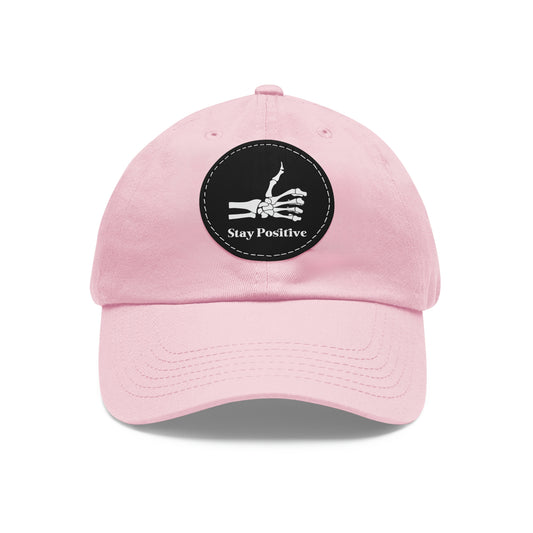 Stay Positive - Dad Hat with Leather Patch (Round)