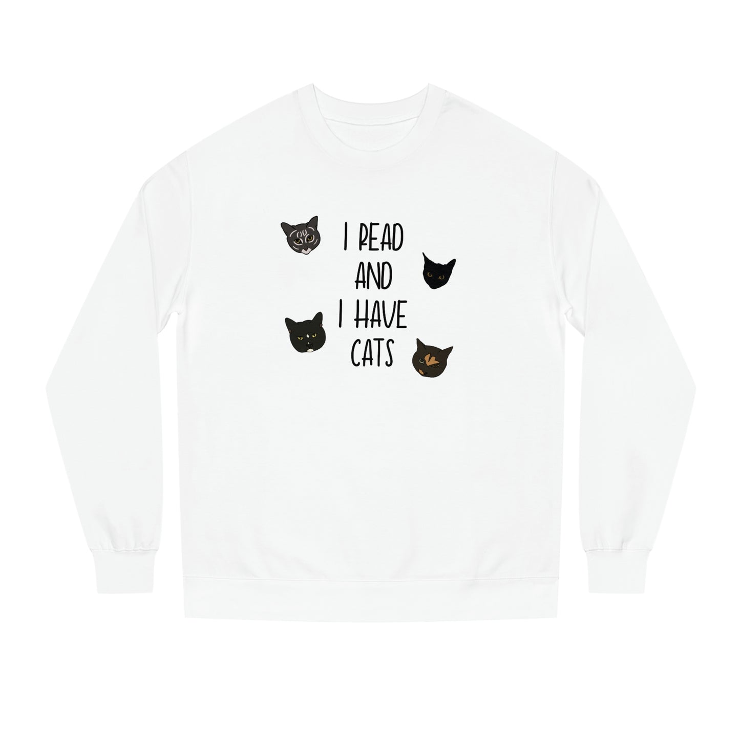 Cats and Books - Unisex Crew Neck Sweatshirt