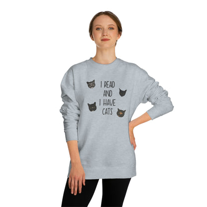 Cats and Books - Unisex Crew Neck Sweatshirt