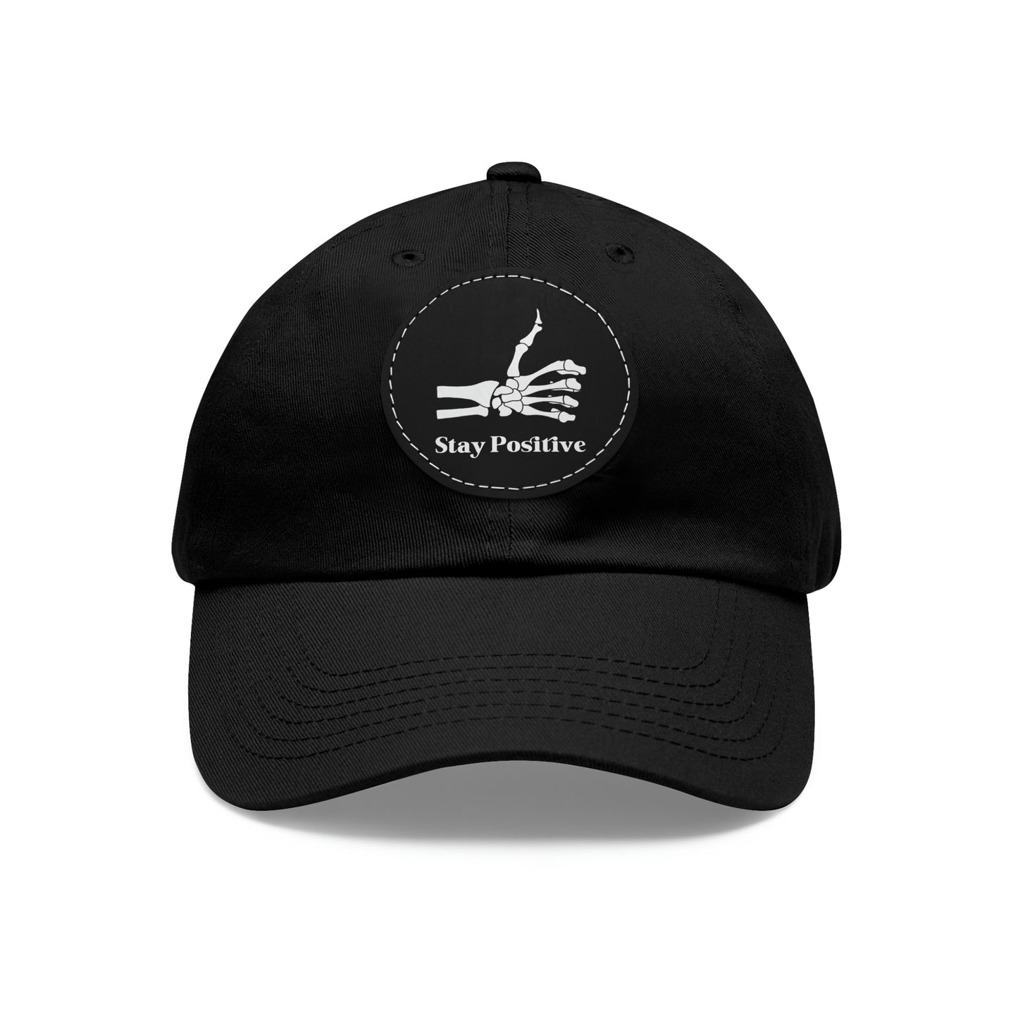 Stay Positive - Dad Hat with Leather Patch (Round)