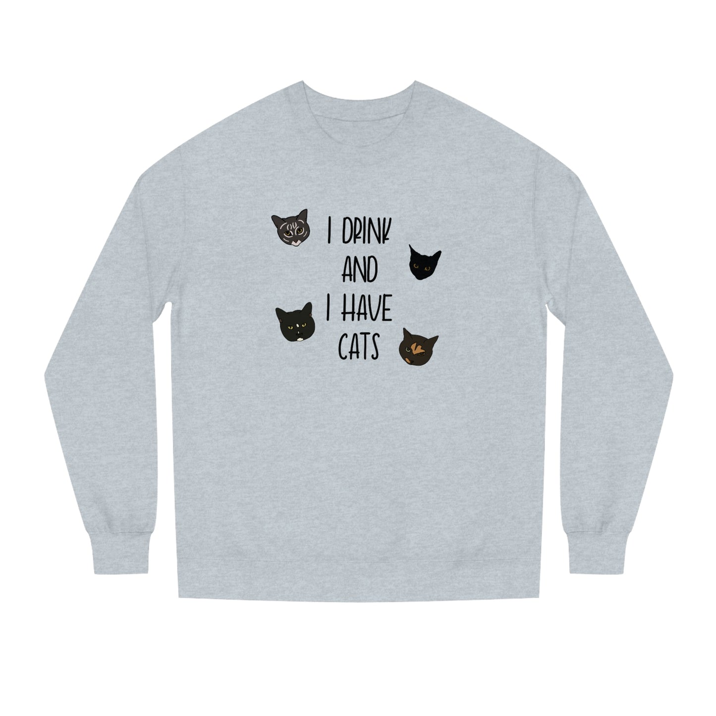 Cats and Drinks - Unisex Crew Neck Sweatshirt