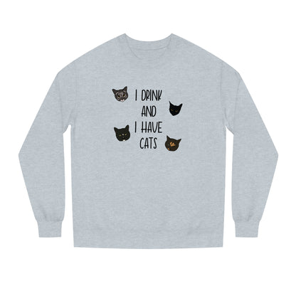 Cats and Drinks - Unisex Crew Neck Sweatshirt