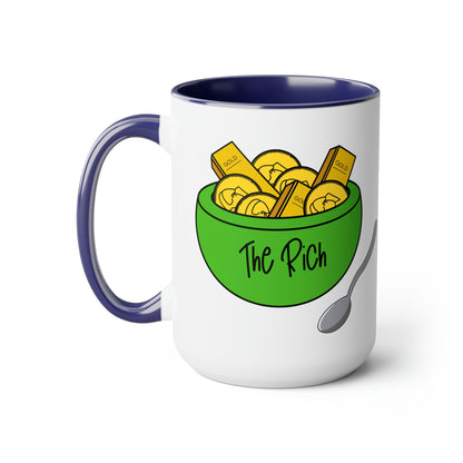Eat the Rich - Two-Tone Coffee Mugs, 15oz