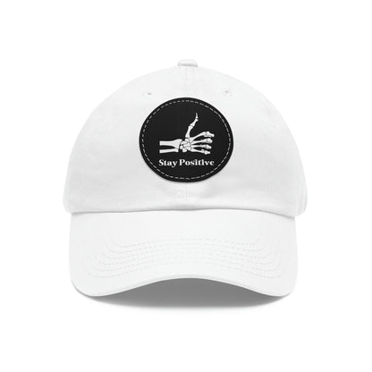 Stay Positive - Dad Hat with Leather Patch (Round)