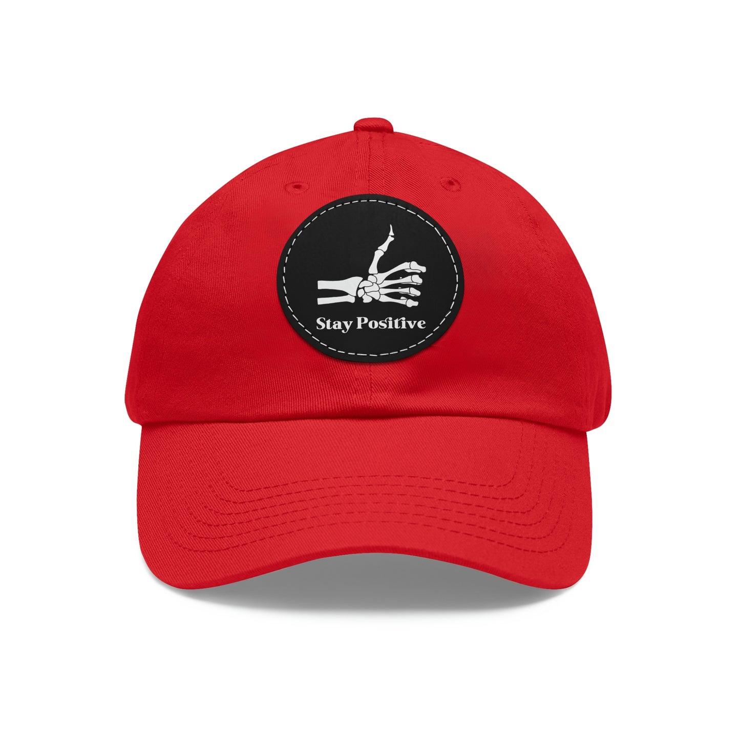 Stay Positive - Dad Hat with Leather Patch (Round)