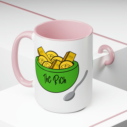 Eat the Rich - Two-Tone Coffee Mugs, 15oz