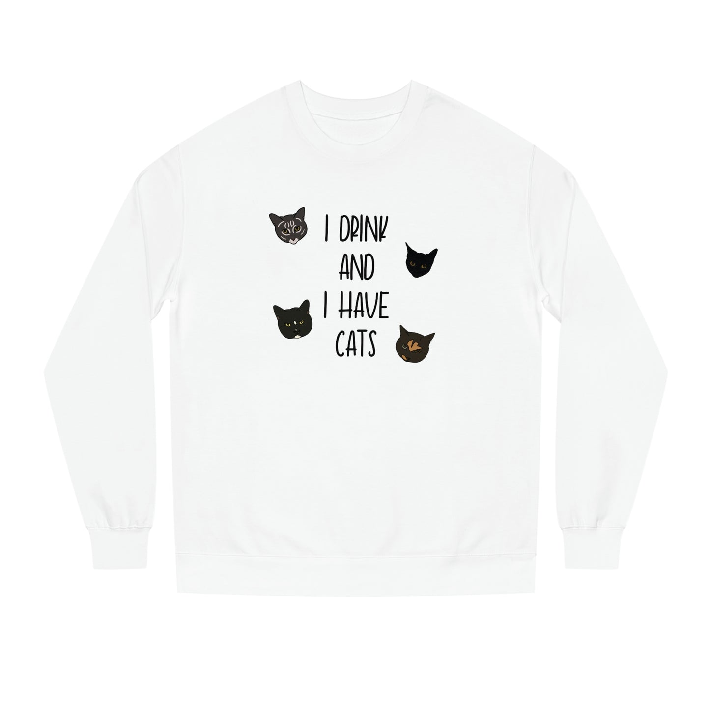 Cats and Drinks - Unisex Crew Neck Sweatshirt