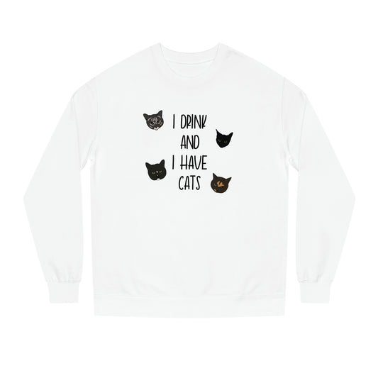 Cats and Drinks - Unisex Crew Neck Sweatshirt