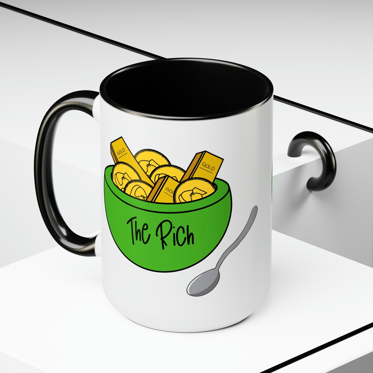 Eat the Rich - Two-Tone Coffee Mugs, 15oz