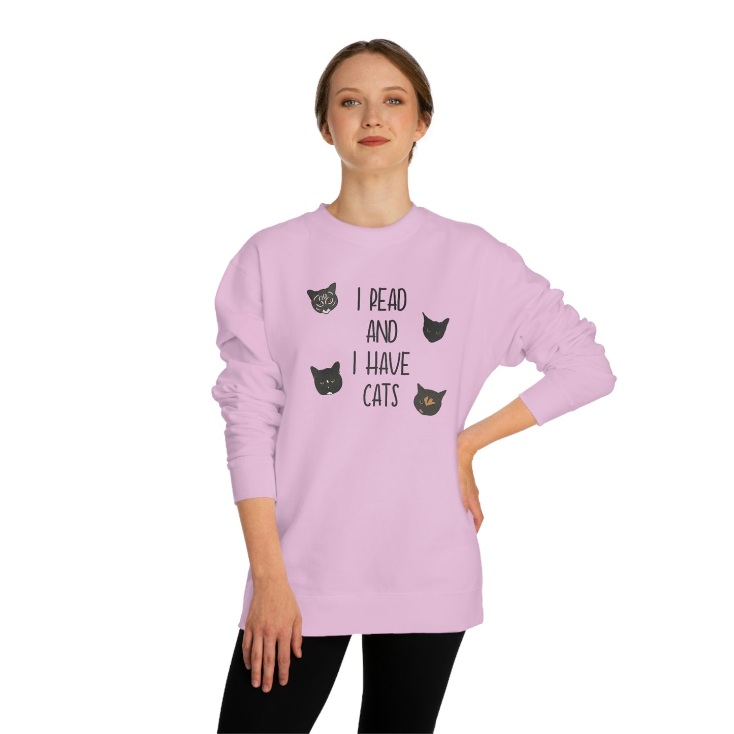 Cats and Books - Unisex Crew Neck Sweatshirt