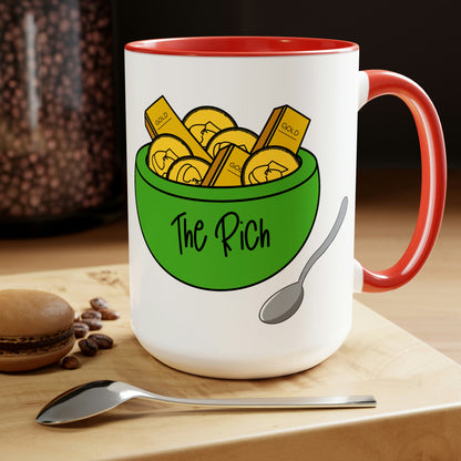 Eat the Rich - Two-Tone Coffee Mugs, 15oz