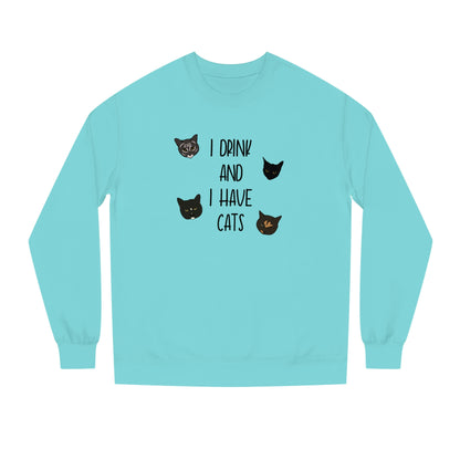 Cats and Drinks - Unisex Crew Neck Sweatshirt