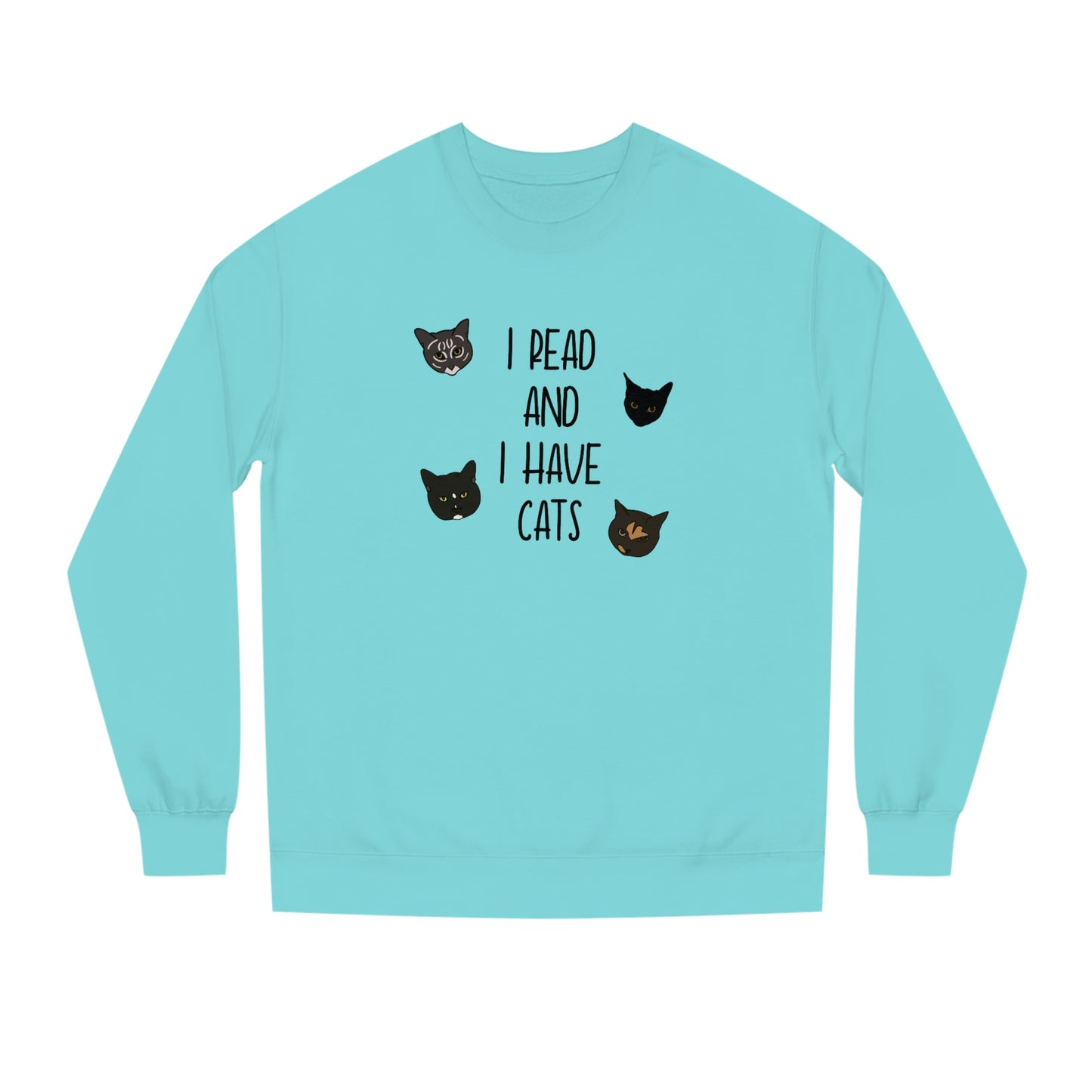 Cats and Books - Unisex Crew Neck Sweatshirt